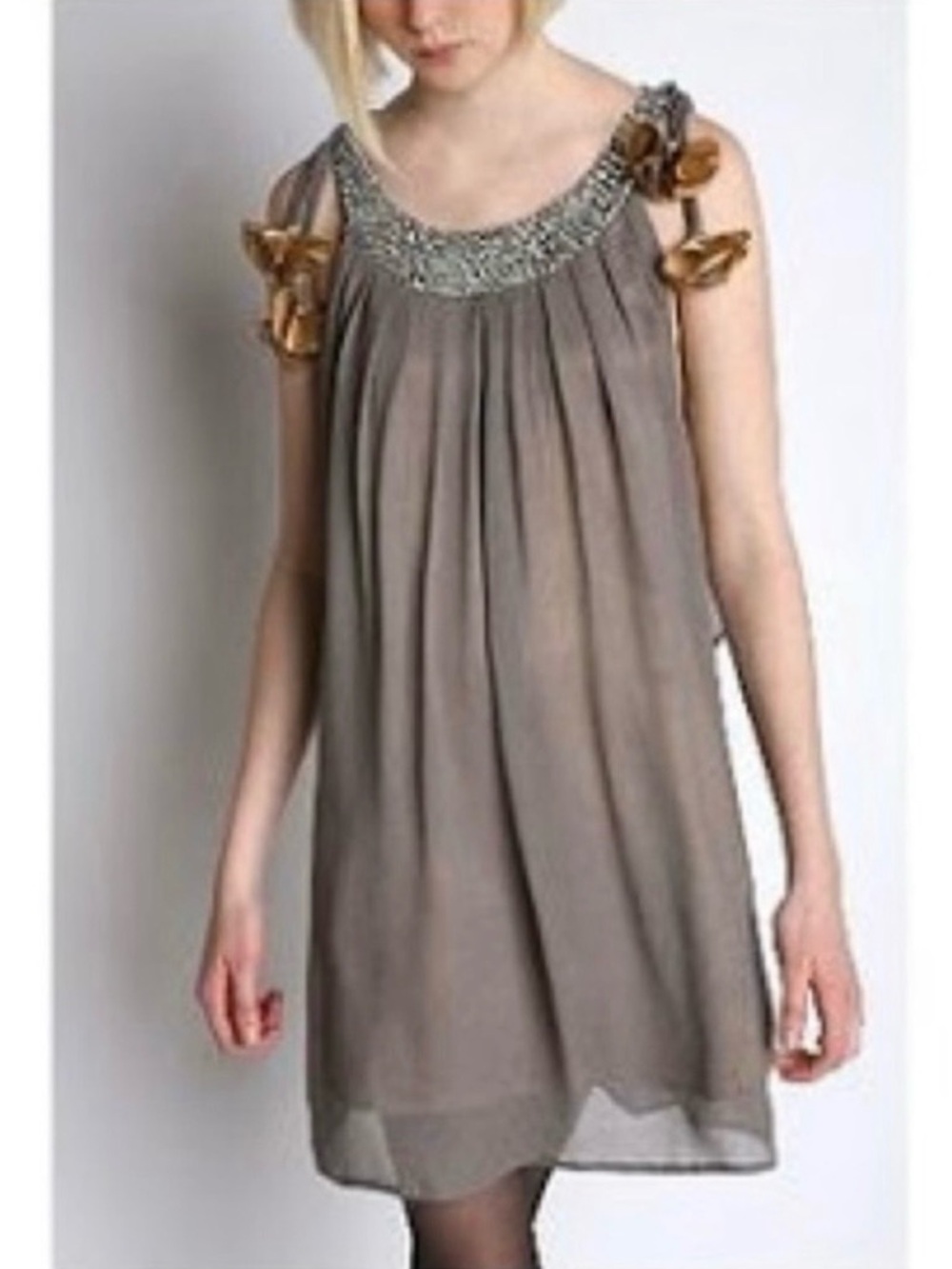 Anthropologie x Andersen & Lauth Chiffon & Satin Beaded Mini Dress Size M